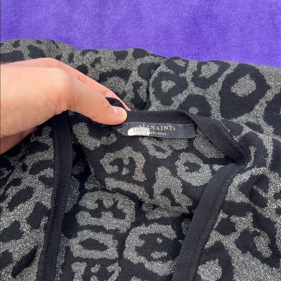 All Saints Black and Gray Animal Print Dress with silver shine - Picture 5 of 17
